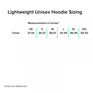 Lightweight Unisex Hoodie Sizing